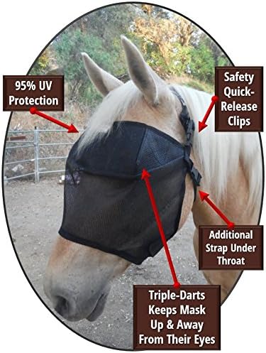 EquiVizor 95% UV Eye Protection (Full) Standard Horse Fly Mask - Help with Uveitis, Corneal Ulcer, Light Sensitivity. Designed to Stay On Your Horse, Off The Ground.-PawvioPets