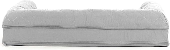 Furhaven Cooling Gel Dog Bed for Medium/Small Dogs w/ Removable Bolsters & Washable Cover, For Dogs Up to 35 lbs - Quilted Sofa - Silver Gray, Medium-PawvioPets