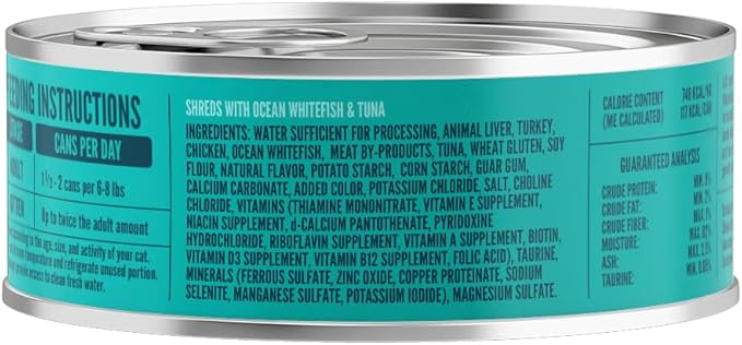 A Strong Heart Canned Wet Cat Food, Shreds with Ocean Whitefish & Tuna - 5.5 oz Cans (Pack of 24), Made in The USA with Real Ocean Whitefish & Tuna-PawvioPets