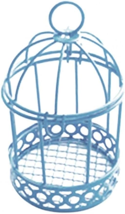 Blue Miniature Metal Wire Bird Cage Tealight Candle Holder Hanging Birdcage Lantern Wedding Candy Party Favor Box for Wedding Home Table DIY Decor, Decorations-PawvioPets