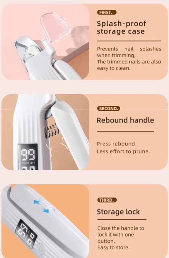 2-in-1 Dog Nail Trimmers & Dog Nail Grinder with 2 LED Lights, USB Rechargeable, Cat Nail Clipper with Splash Guard, and Multiple Grinding Methods for Small, Medium, and Large Dogs & Cats-PawvioPets