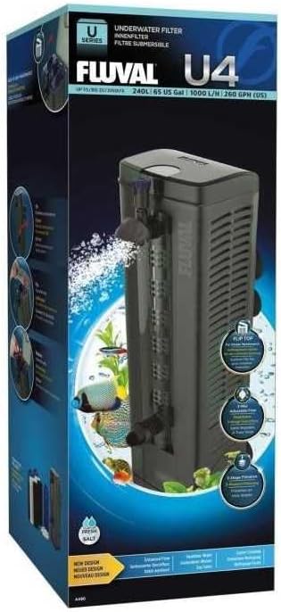 Fluval U4 Underwater Filter, Freshwater and Saltwater Aquarium Filter, A480,Black-PawvioPets