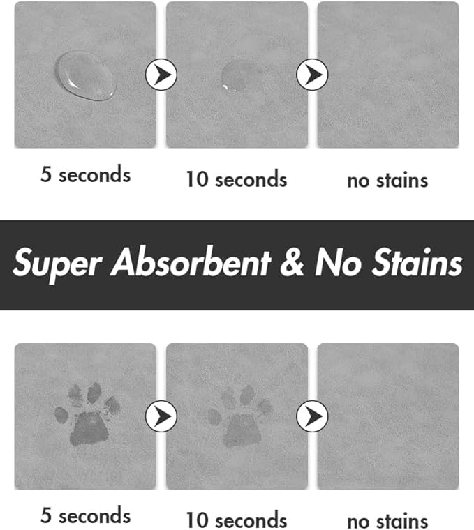 Absorbent Dog Food Mat-Dog Mat for Food and Water Bowl, Quick Dry Pet Food Mat, No Stains Cat Feeding mat, Pet Accessories Pet Supplies-Cat Water Bowl Mat for Messy Drinkers-PawvioPets