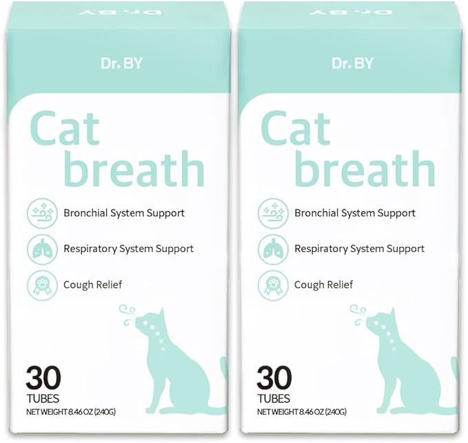 Dr.by Cat Breath Bronchial Supplements Cat Sneezing Treatment Asthma Cold Cough Nose Relief Respiratory&Immune Support with TF-343-30 lickable Formula Individually Packaged, Chicken (2 Packs (17OZ))-PawvioPets