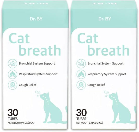 Dr.by Cat Breath Bronchial Supplements Cat Sneezing Treatment Asthma Cold Cough Nose Relief Respiratory&Immune Support with TF-343-30 lickable Formula Individually Packaged, Chicken (2 Packs (17OZ))-PawvioPets