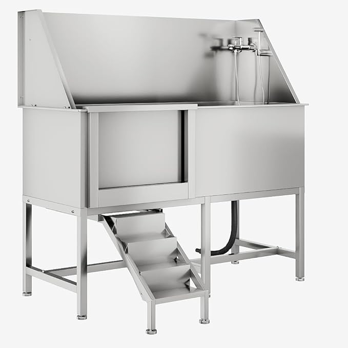 CuisinSmart 62" Dog Bathtub, Professional Dog Washing Station with Dog Wash Attachment, Dog Bath Pool for Outdoor, Indoor Shower and Grooming (Left Door)-PawvioPets