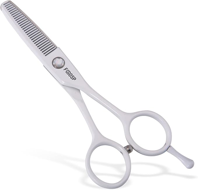 5 in Thinning Shears for Dogs Grooming Face for Small Dogs Eyes Face Paw Professional Small Cat Grooming Scissors(5" Blender,White)-PawvioPets