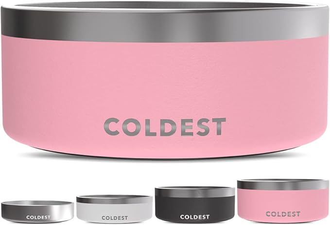 Coldest Dog Bowl - Anti Rust Metal, Non Slip, 3 Layers Insulated Stainless Steel Dog Bowls - Spill Proof & Heavy Duty - Water Bowl for Dogs, Cats & Pets, Dish Washer Safe (100 oz, Cotton Candy Pink)-PawvioPets