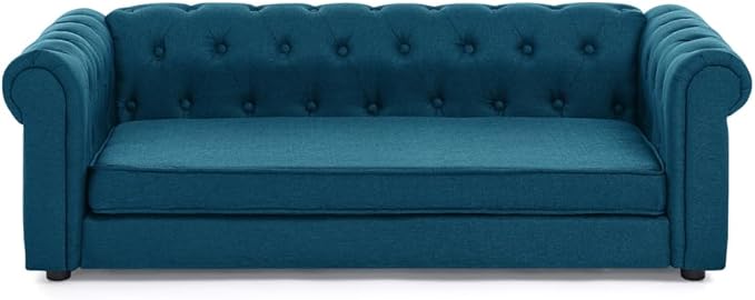 Dog Sofa Couch for Medium to Large Dogs, 55" Memory Foam Pet Sofa Couch with Washable Fabric, Durable Elevated Dog Bed with Legs, Removable Cushion for Medium and Large Dogs, Blue-PawvioPets
