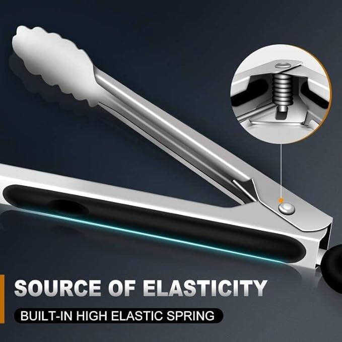 4 Pack Tongs For Cooking, Heat Resistant 600 Degrees 9",12" Stainless Steel Locking Metal Tong & 9",12" Kitchen Tongs with Silicone Tips, Non-Slip Food Silicone Tong, Heavy Duty, Non-Stick-PawvioPets