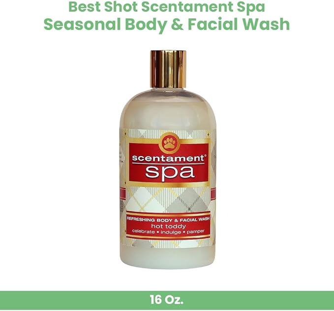 Best Shot Scentament Spa Seasonal Body and Facial Wash, Tearless Shampoo, Hypoallergenic Body Wash, Removes Tear Stains, Hot Toddy, 16 Oz.-PawvioPets