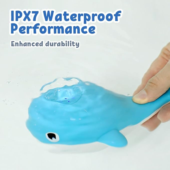 Baby Bath Toys for 6-12 Months, Rechargeable Bath Toys for Babies 6-18 Months, Whale Bath Toy Sprinkler for Toddlers 1-3 2-4, Light Up Bath Toy for Kids, Infant Bathtub Toys-PawvioPets