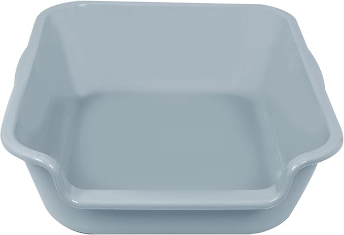 2 Pack of Extra Large Cat Litter Box (ABS Material), Low Entry Senior Litter Pen for Geriatric Kitty Big Cats, Jumbo Pet Safe Litter Boxes Tray for Indoor Pets Potty (Gray, 20" L x 15.5" W)-PawvioPets