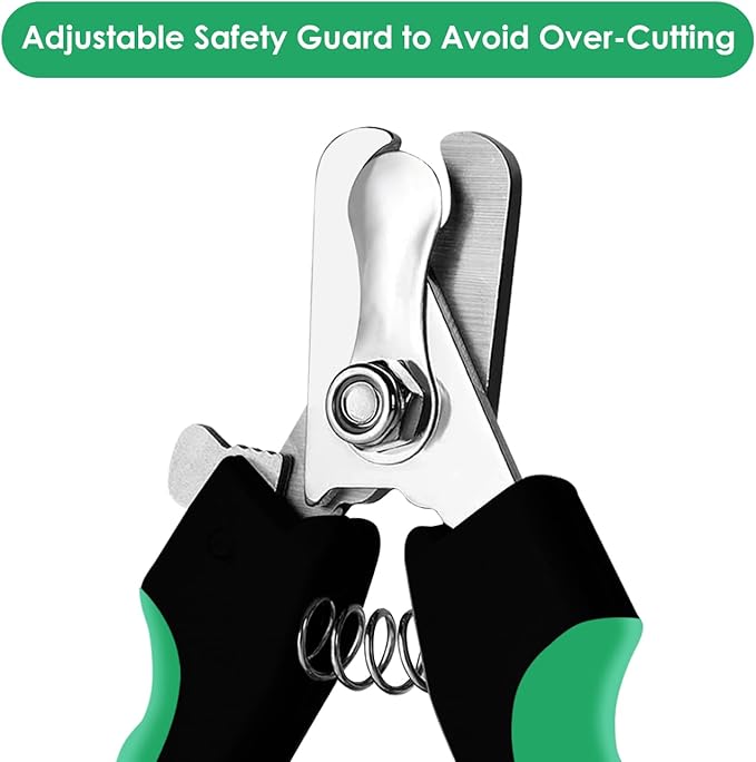 Candure Dog Nail Clippers Professional Pet Nail Clipper Suitable for Cats, Rabbits and Guinea Pigs - Safety Lock/Protective Guard to Avoid Over Cutting (Green, Medium to Small)-PawvioPets