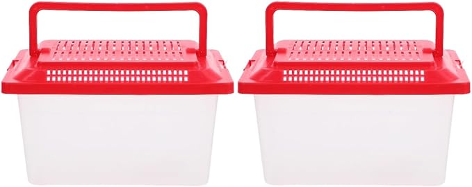 FRCOLOR 2pcs plastic turtle fish tank turtle aquarium acrylic reptile cage amphibians habitat clear reptile breed container gecko habitat glass container Turtle Tank household breeding box-PawvioPets