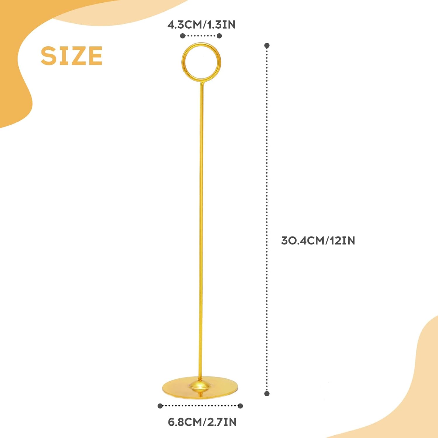Urban Deco 24PK Table Number Holders Place Card Holders 12 Inch Table Card Holders Steel Card Holders for Photos, Food Signs, Memo Notes, Weddings, Restaurants, Birthdays (Gold 24PK)
