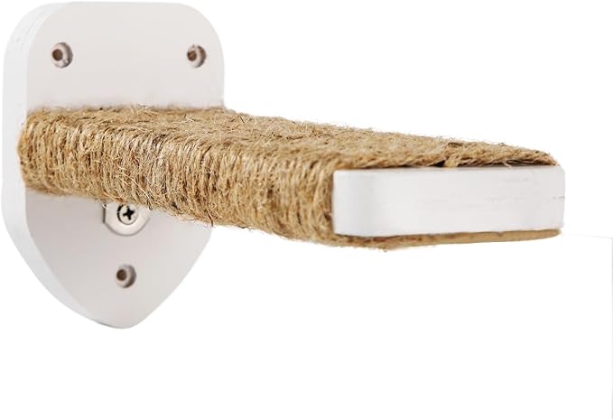 3-in-1 Cat Climbing Wall Steps with Hemp Rope, Shelves and Perches - Wall-Mounted Cat Furniture Set with Scratching Pads (White)-PawvioPets