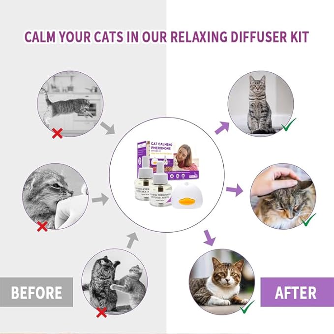 Calming Pheromone Diffuser Kit for Cats, Reduces Fighting, Spraying & Scratching (48 mL)-PawvioPets