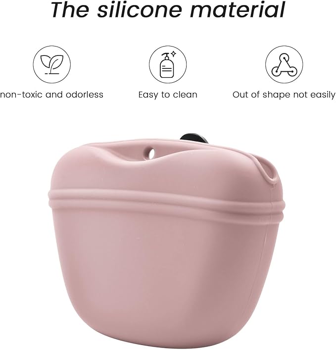 AUDWUD Silicone Dog Treat Pouch,With Dog Training Clicker,Clip on Portable Training Container,Convenient Magnetic Buckle Closing and Waist Clip-PawvioPets