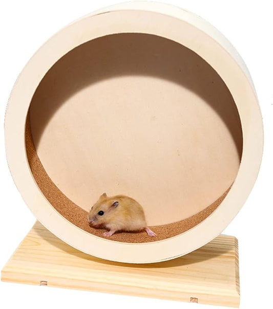 antiai Hamster Wooden Silent Wheel, Small Animal Exercise Wheel Accessories, Quiet Spinner Hamster Running Wheels Prevent Depression Toys for Hamsters, Gerbils, Mice and Other Small Pets (S)-PawvioPets