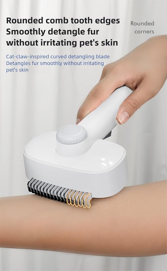 Adjustable Comb for Cats & Dogs: 2-in-1 Deshedding Brush with Hair Removal Board, Dematting Tool for Long/Short Hair - Undercoat Rake & Smooth Grooming Comb-PawvioPets