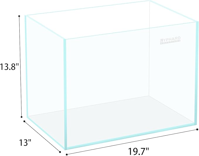 15 Gallon Rimless Aquarium, Ultra Clear Glass Low Iron Rectangular Fish Tank L19.6×W13×H13.8 Inches Thickness 6mm with EVA Foam Mat Included-PawvioPets