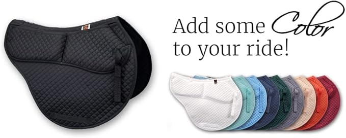 ECP Equine Comfort Products All-Purpose Contoured Correction Saddle Pad with Adjustable Memory Foam Inserts for Custom Support, Non-Slip, Shock Absorbing, 22” Spine, 19.5” Drop-PawvioPets