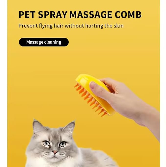 3-in-1 Rechargeable Pet Hair Brush: Massager, Steamy Comb & Self-Cleaning Mist Spray for Cats & Dogs-PawvioPets