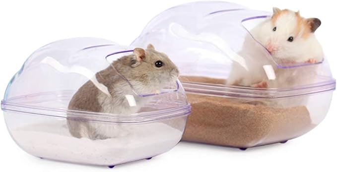 BUCATSTATE Sand Bath Container for Hamster Transparent Toilet with Scoop Set Dust Bath Sandbox Cage Accessories for Small Animals(Purple, Large)-PawvioPets