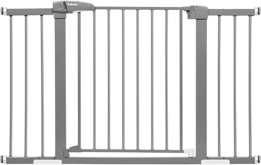 Babelio Metal Baby/Pet Gate, 29-48'' Auto Close Easy Install, Extra Wide Walk Thru for Child Safety, Pressure Mounted Dog Door for Doorways & Stairs, with Y Spindle Rods, Grey-PawvioPets