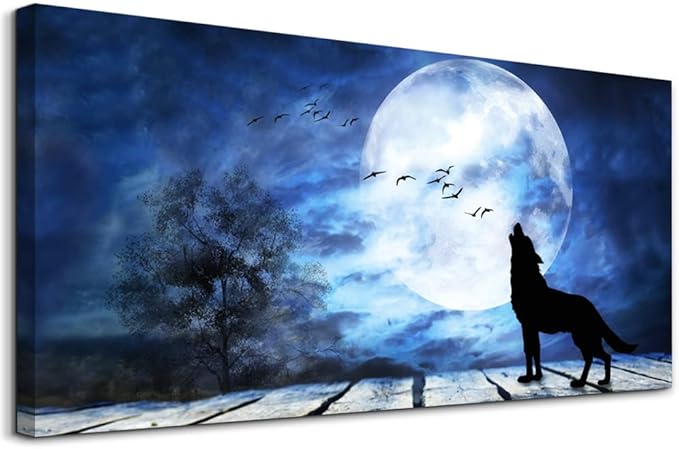 Canvas Wall Art For Bedroom Wall Decoration For Living Room Large Size Luminous Scenery Wolf Wall Decor Pictures Artwork Painting Modern Office Canvas Art Prints Room Decor Ready To For Home Decor-PawvioPets
