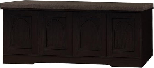 DINZI LVJ Shoe Bench, Entryway Storage Bench with Doors, Cushion, 2-Tier Shoe Rack with 8-Cubby, 47.2”L x 13.8”W Shoe Organizer Cabinet, Adjustable Shelf, Living Room, Bedroom, Espresso-PawvioPets