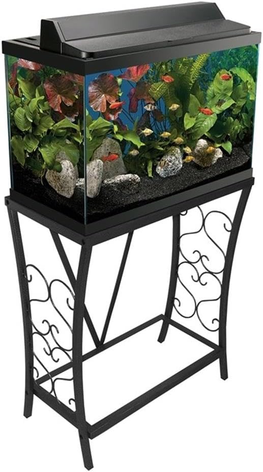 Contemporary 20 Gallon Metal Aquarium Stand in Black-PawvioPets