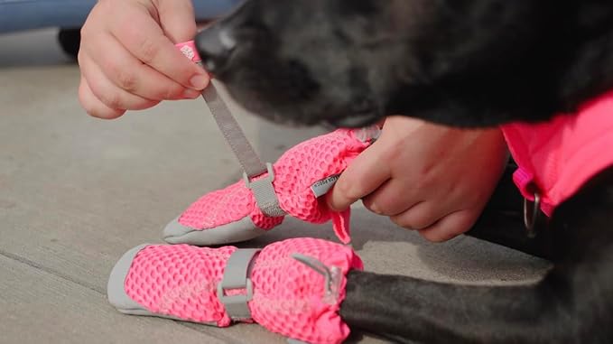 Canada Pooch Dog Boots for Hot Pavement - Dog Boots & Paw Protectors with Anti Slip Rubber | Water Friendly, Breathable Dog Shoes for Hot Days, Great for Dogs Neon Pink - Size 5-PawvioPets