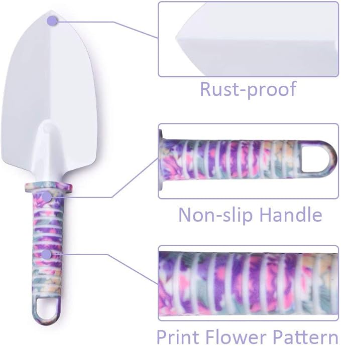 6 Pieces Garden Tools Set Planting Tools, Non-Slip Handle with Anti-Rust Trowel, Cultivator, Pruning Shear, Water Sprayer and Carrying Case, Gloves with Claws-PawvioPets