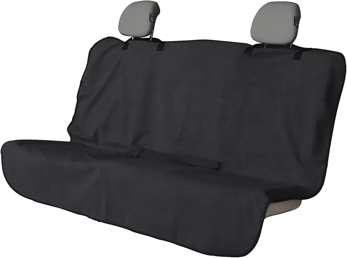 Back Seat Cover for Car Trucks Van SUV,Waterproof Rear Bench Towel Seat Covers for Dogs and Kids,Automotive Backseat Protector (Black)-PawvioPets