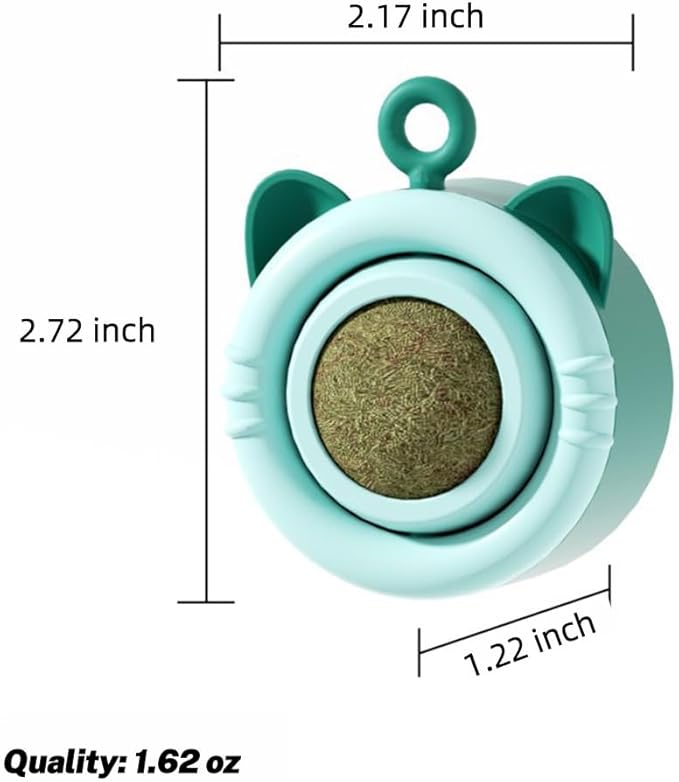 SLLOS Catnip Toys Balls 3 Pcs,Happy Planet 360°Rotating,Cat Energy Ball, Edible Kitten Silvervine Toys for Cats Lick, Healthy Kitty Teeth Cleaning Dental Chew Toys, Cat Wall Treats(Blue)-PawvioPets
