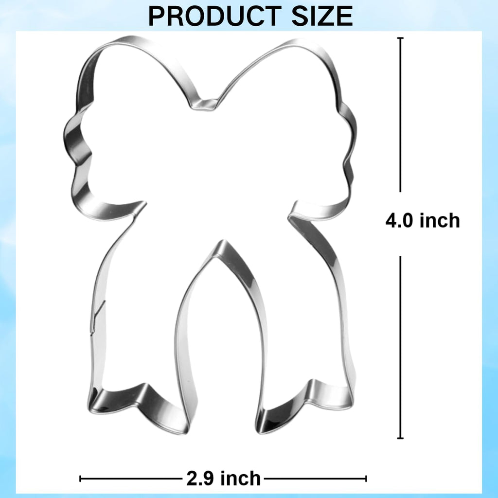 Bow Cookie Cutter with Long Ribbon- 4 Inch - Dishwasher Safe - Metal Cookie Cutter for Baking - Perfect for Baby Shower, Birthday, Wedding, and Holiday Cookies