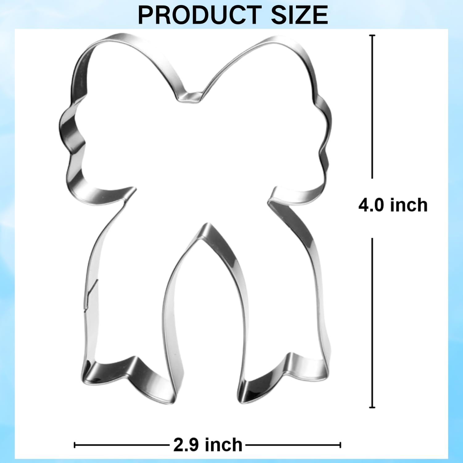 Bow Cookie Cutter with Long Ribbon- 4 Inch - Dishwasher Safe - Metal Cookie Cutter for Baking - Perfect for Baby Shower, Birthday, Wedding, and Holiday Cookies