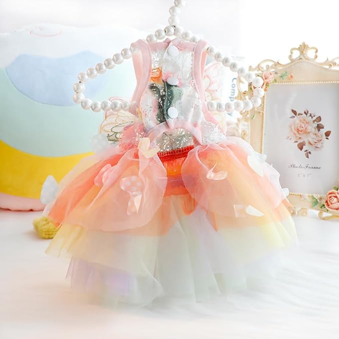 Dog Princess Dresses for Small Dogs Lolita Clothes Butterfly Costume Pet Girl Cute Coat Outfits Summer Costumes Puppy Handmade Skirt Cat Spring (XS,Butterfly)-PawvioPets