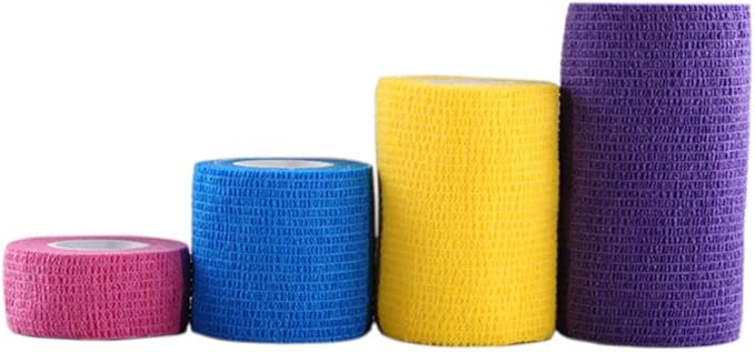 6 Pack 4" x 5 Yards Self Adhesive Bandage Wrap Breathable Cohesive Vet Wrap for Pets, Elastic Self-Adherent Tape for Sports, Wrist, Ankle (Mixed Colors)-PawvioPets