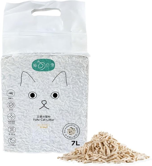 Gatitos Tofu Cat Litter Climping Quickly, Natural Material, Dissolves in Water and can be Flushed Down The Toilet, Vacuum Packing（Original Flavor| Pack*1）-PawvioPets