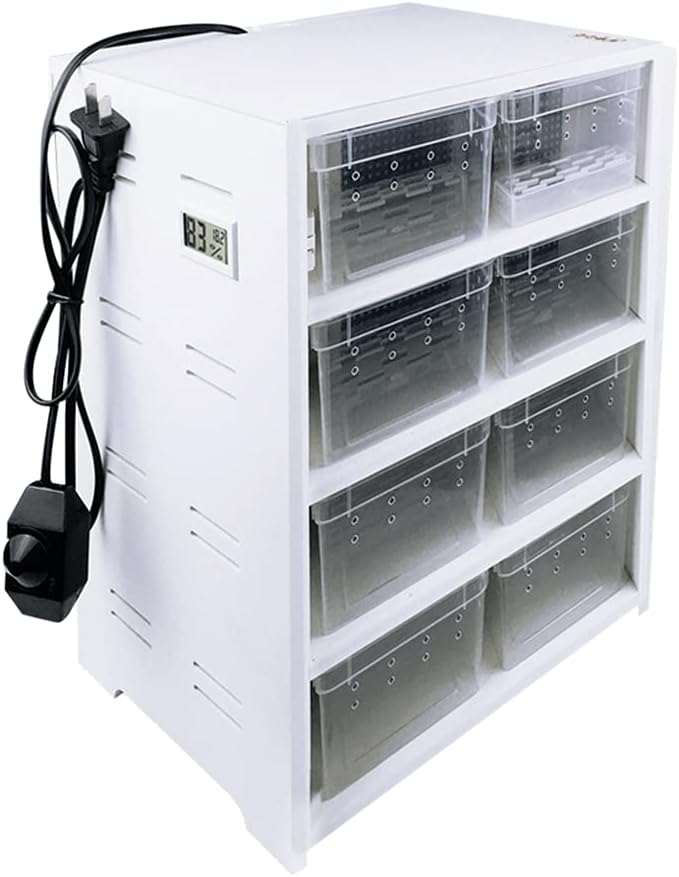 8-Grid Acrylic Pet Breeding Box,Large Reptile Enclosure with Hygrometer&Heating Pad,Lizard Spider Snake Tortoise Cage Pet Snake Terrarium Tank Multipurpose Multipurpose Feeding Box,White.-PawvioPets