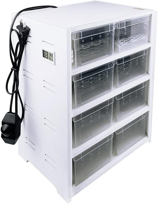 8-Grid Acrylic Pet Breeding Box,Large Reptile Enclosure with Hygrometer&Heating Pad,Lizard Spider Snake Tortoise Cage Pet Snake Terrarium Tank Multipurpose Multipurpose Feeding Box,White.-PawvioPets