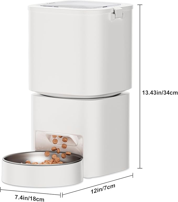 5L/21 Cups Automatic Cat Feeder, Timed Automatic Pet Feeders, Cat Dry Food Dispenser Dual Power, 10 Meals Programmable 1-15 Portion Control Cats Feeder, Pet Food Dispenser for Cats & Puppy(Not WiFi)-PawvioPets