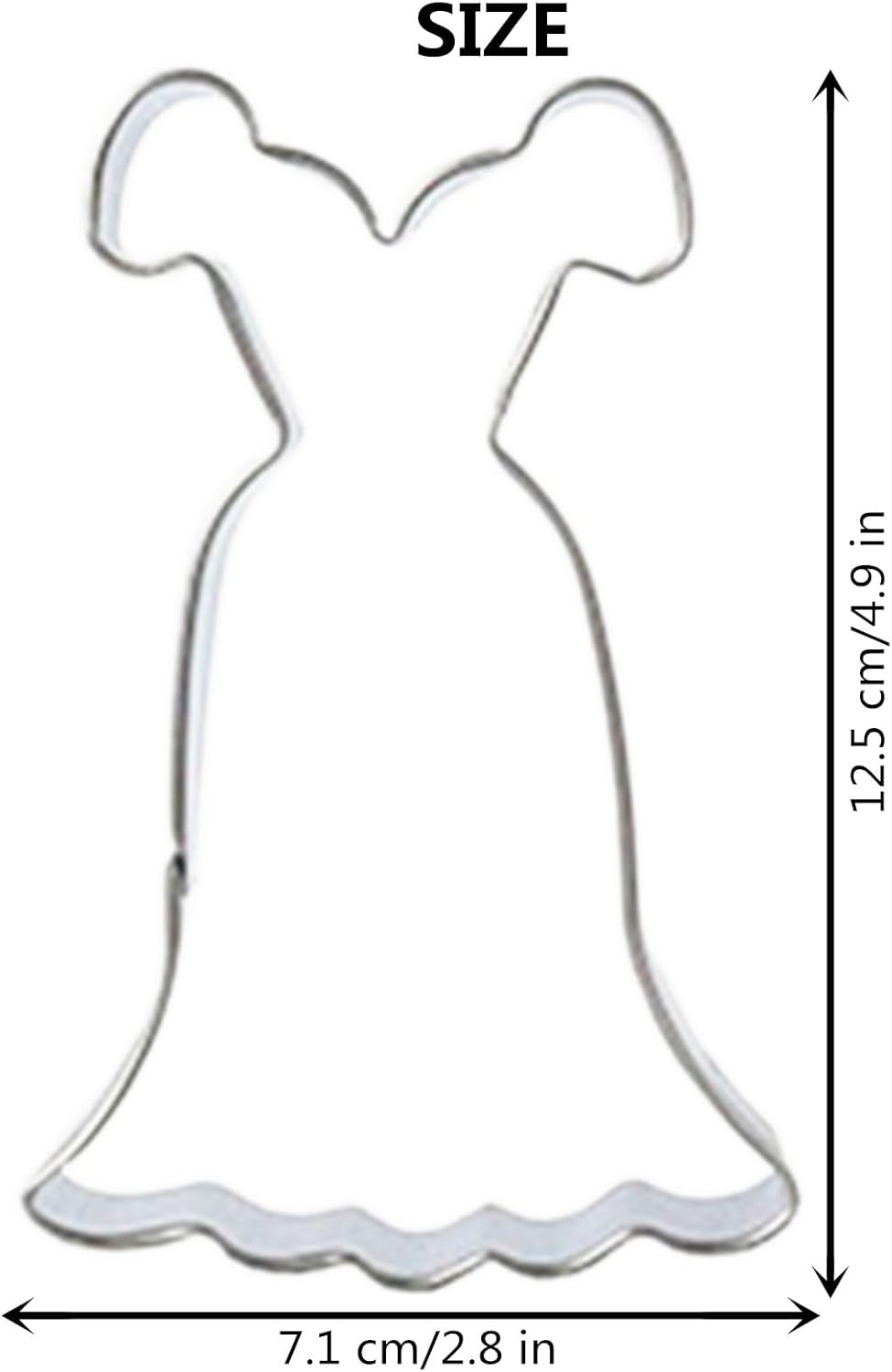 Large Size Dress Shaped Cookie Cutter, Stainless Steel Short Sleeved Wedding Dress Princess Dress Cookie Cutter, 4.9 Inches