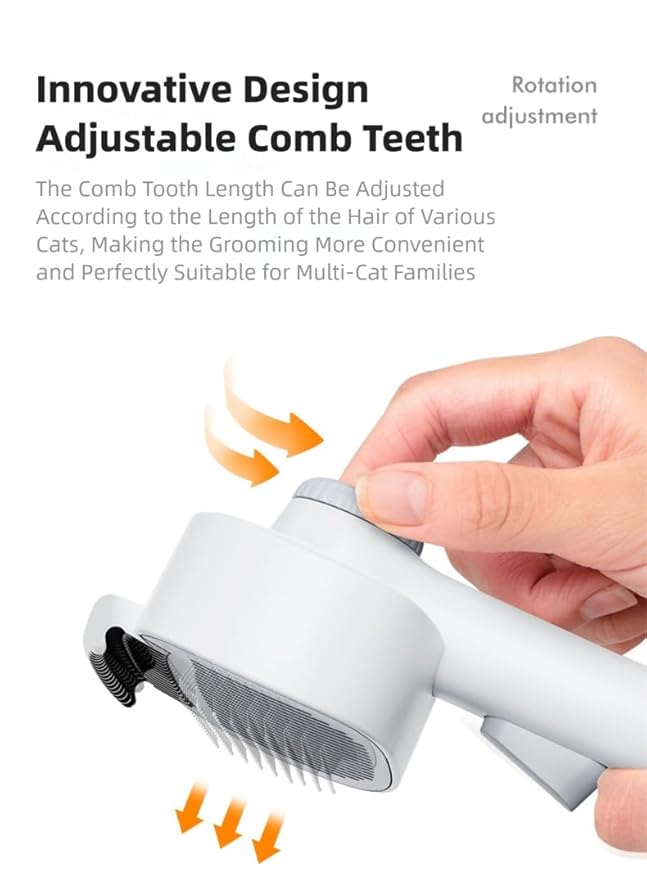 Adjustable Comb for Cats & Dogs: 2-in-1 Deshedding Brush with Hair Removal Board, Dematting Tool for Long/Short Hair - Undercoat Rake & Smooth Grooming Comb-PawvioPets