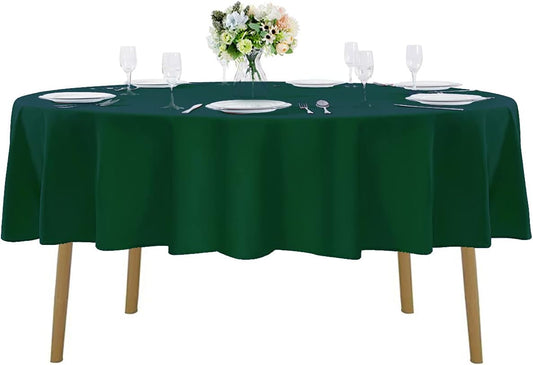 90 inch Round Tablecloth Washable Polyester Table Cloth Decorative Table Cover for Wedding Party Dining Banquet（90 inch, Hunter）