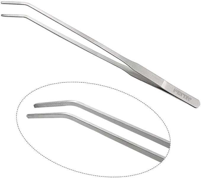 Aquarium Tweezer Set - FEITA Long Stainless Steel Curved & Straight Aquarium Feeding Tweezers Scissors Maintenance Tools Kit (3 Pcs)-PawvioPets