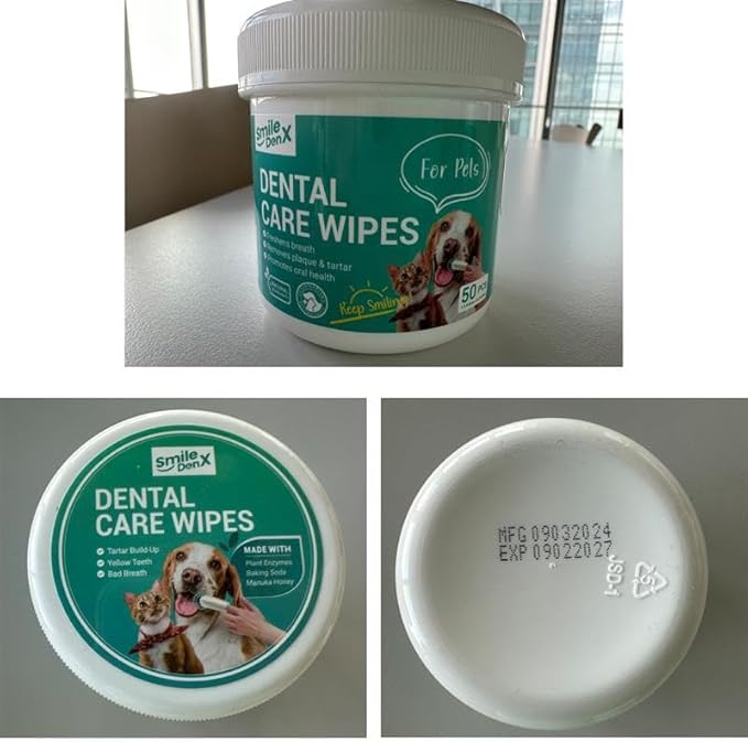 Dog Dental Care Finger Wipes - Teeth Cleaning Finger Wipes for Dog & Cats - Tooth Brushing Kit Dental Wipes for Dog - Reduces Plaque & Freshens Breath (50 PCS, Unscented)-PawvioPets